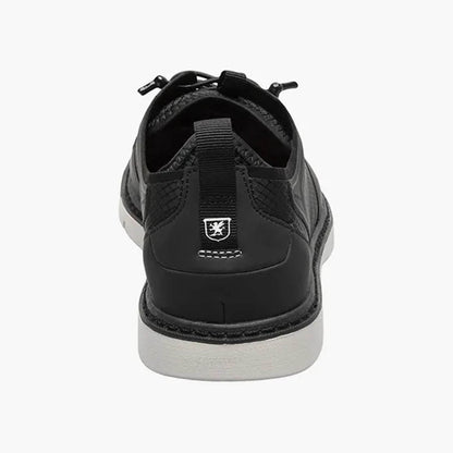 Stacy Adams SYNCHRO Black Plain Toe Elastic Lace Up Boat Shoes