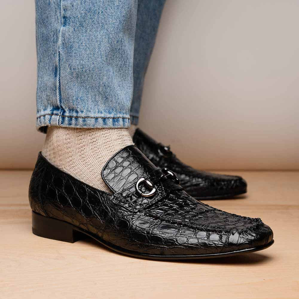 Landro Men’s Genuine Caiman Skin Moc Toe Bit Loafers | Marco Di Milano