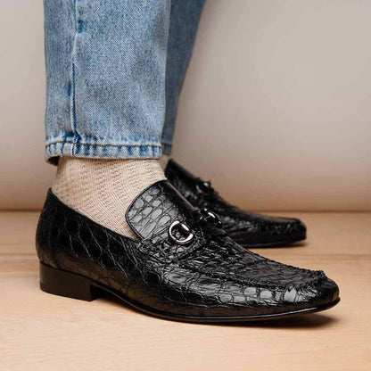 Landro Men’s Genuine Caiman Skin Moc Toe Bit Loafers | Marco Di Milano