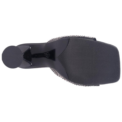 Lady Couture Fontana Women's Black Block Heel Wide Vamp Mules