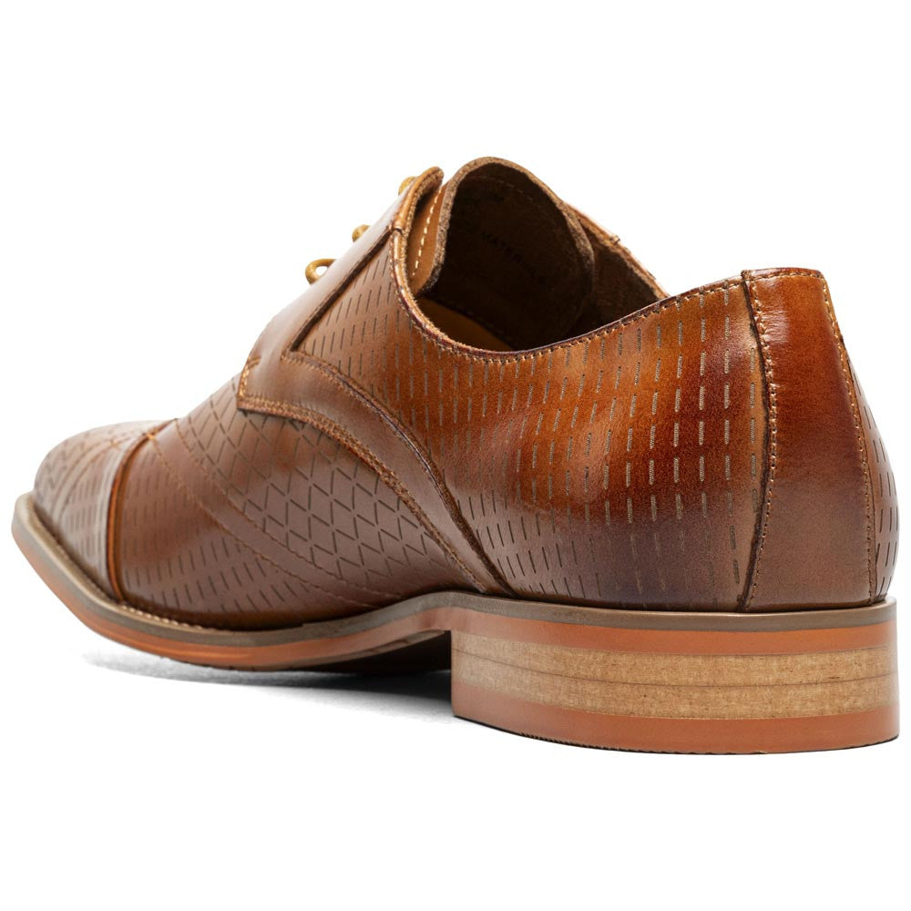 Stacy Adams Men’s Tan Textured Leather Cap Toe Oxfords Hobson