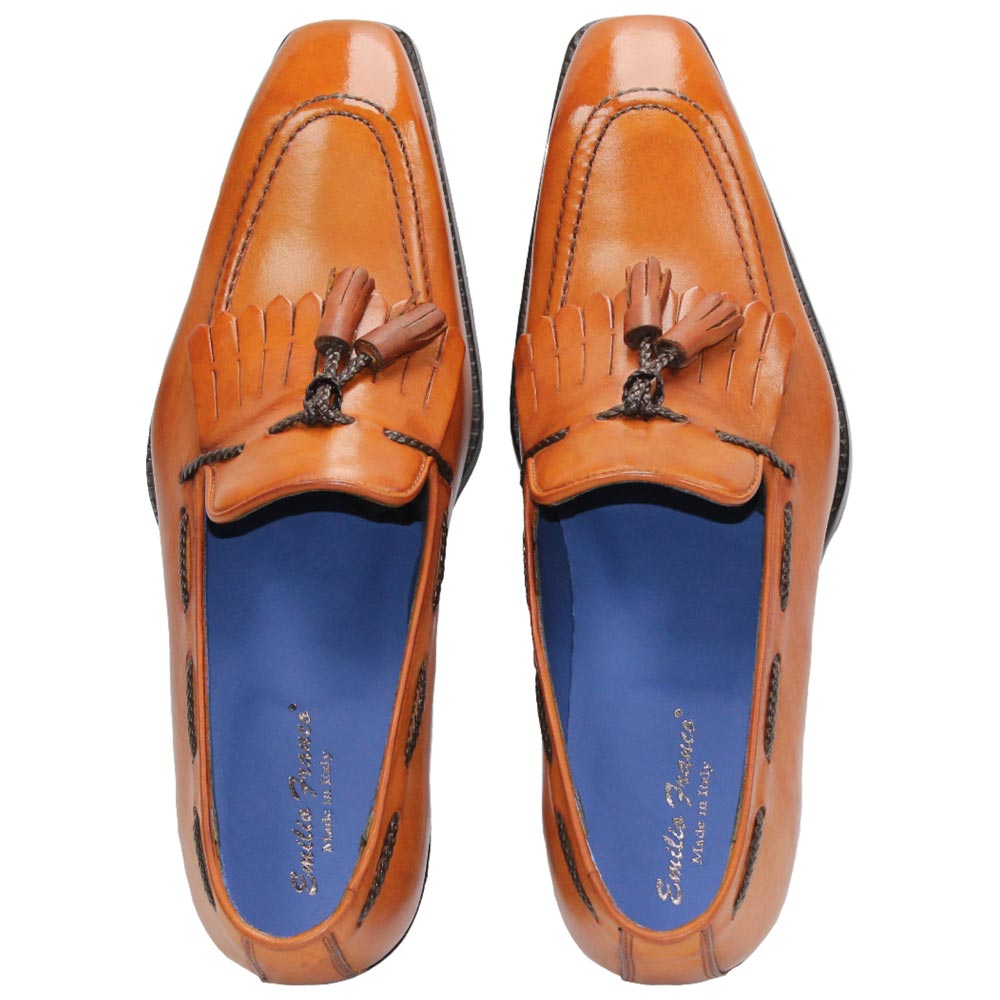 EMILIO FRANCO Tommaso Gold Calf-Skin Leather Loafers