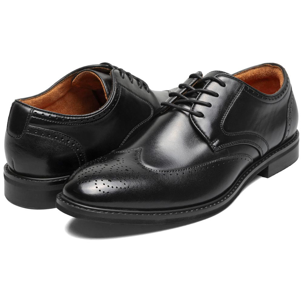 Stacy Adams Men’s Smooth Leather Wing Tip Black Oxfords Bennett