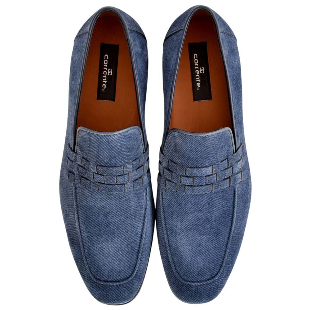 Corrente Men's Denim Leather Loafer - Blue