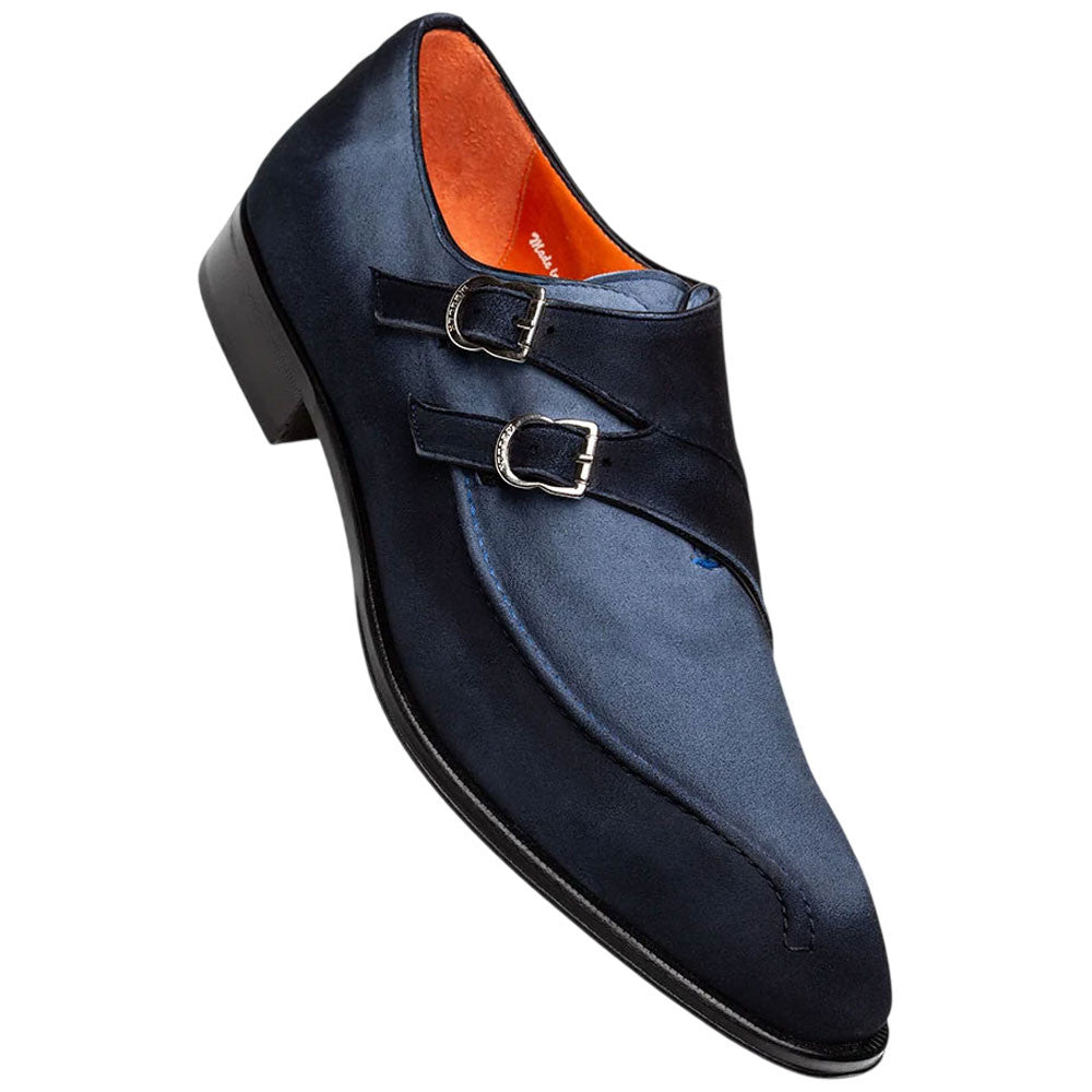 Mezlan Cascade Suede Double Monk Strap - Men's Indigo Modern Double Monk
