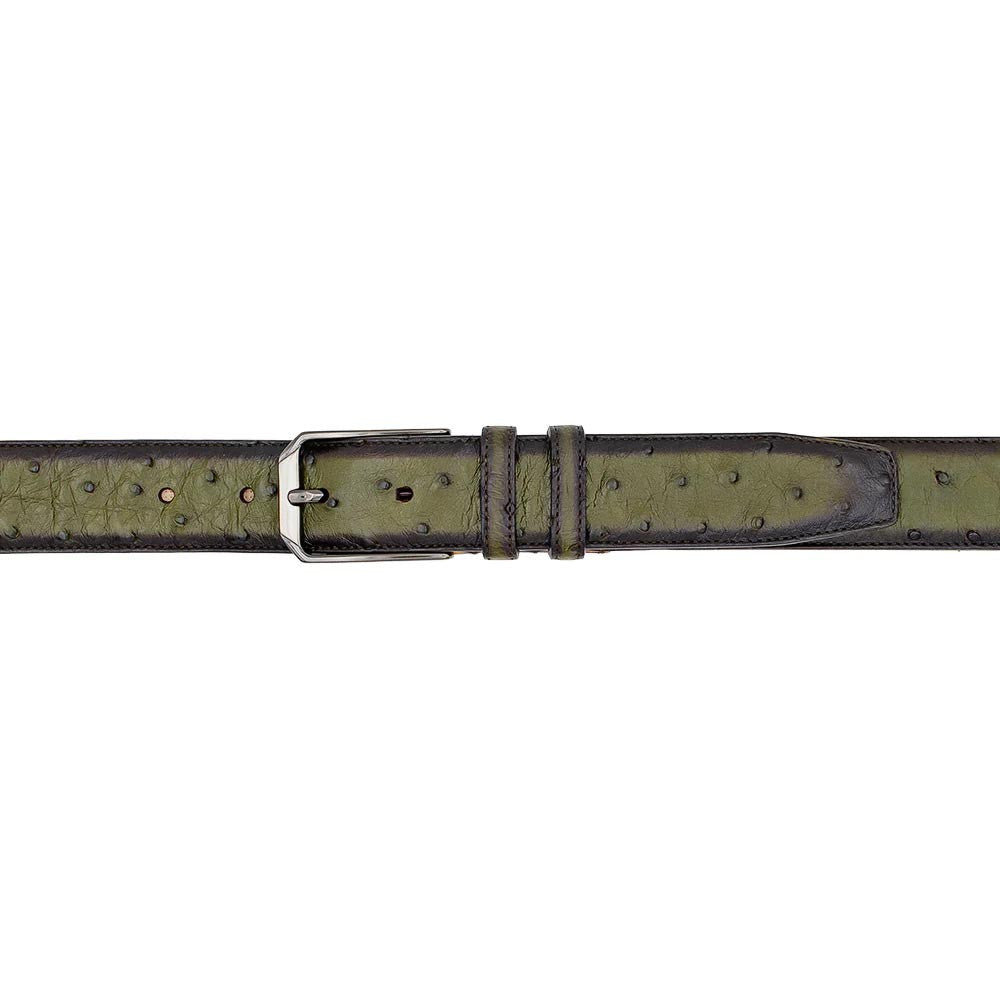 Mezlan Olive Genuine Full Quill Ostrich Skin Belt