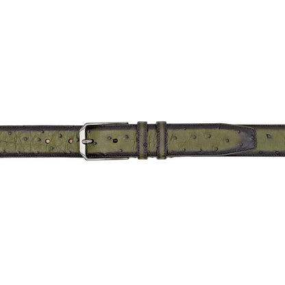 Mezlan Olive Genuine Full Quill Ostrich Skin Belt