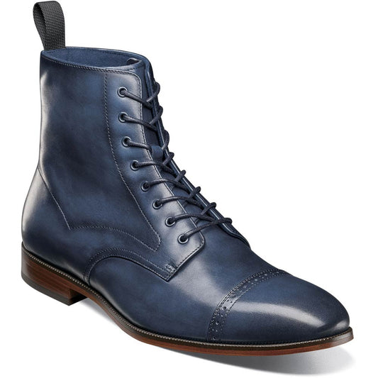 Stacy Adams Henry Cap Toe Lace Up Boot in Navy