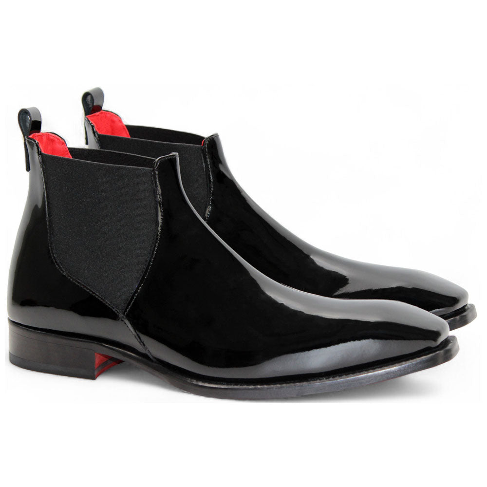 Emilio Franco Leonardo Black Patent Leather Chelsea Dress Boots