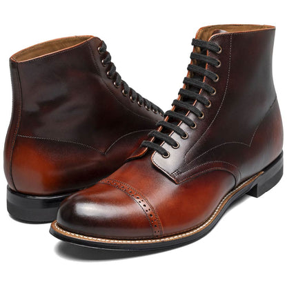 Stacy Adams Madison Cognac Anaconda Print Leather Cap Toe Boots (USA Men Size)