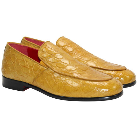 Fennix of Italy Genuine Alligator Skin EASTON Mustard Trendy Loafer(US Men Size)