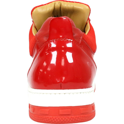 Mauri Breeze Men's Red Exotic Crocodile / Fabric / Patent Leather Casual Sneaker