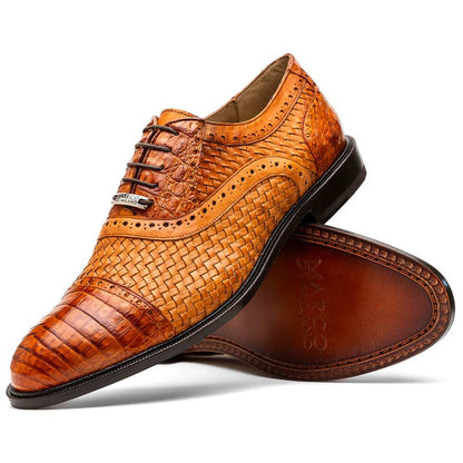 John Brandy Men’s Woven calfskin Genuine Caiman Crocodile Cap Toe Oxford | Marco Di Milano