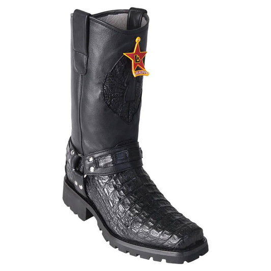 Los Altos Black Genuine Crocodile Biker Boot