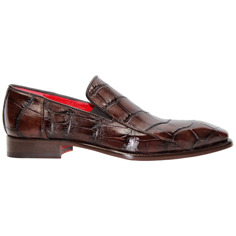 Fennix of Italy Genuine Alligator Skin DUSTIN Chocolate Loafers (USA Men Size)