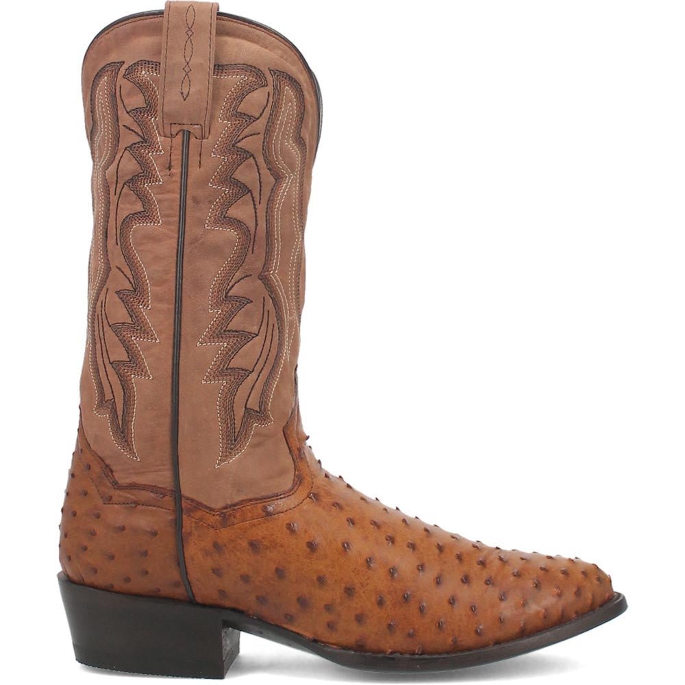 Dan Post Tempe Full Quill Ostrich Round Toe Western Cowboy Boot (US Men Size)