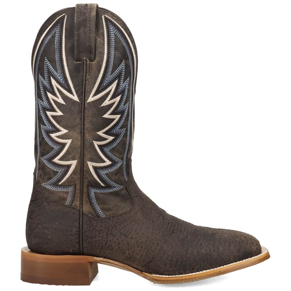 Dan Post Boar’s Run Charcoal Wild Boar Skin Square Toe Western Cowboy Boots