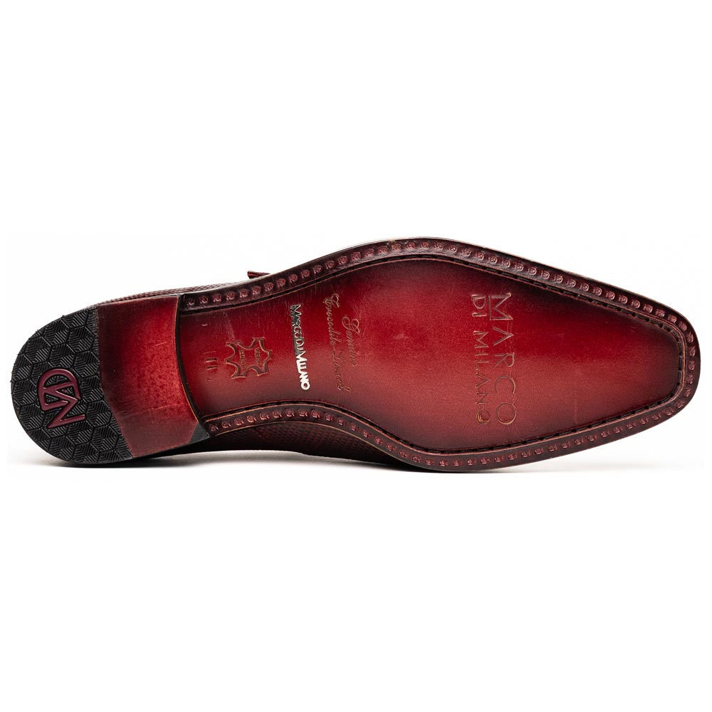Toluca Genuine Crocodile and Lizard Skin Wine Monk Strap | Marco Di Milano