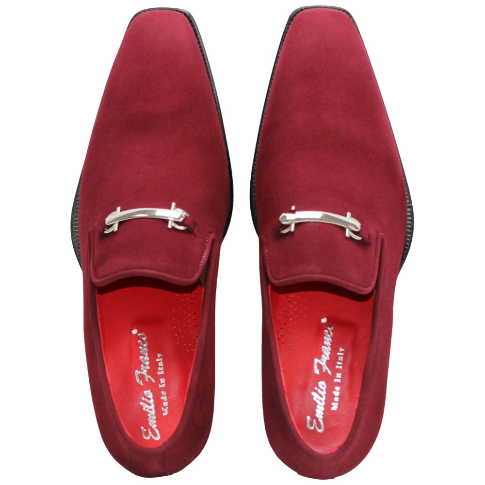 Francesco Burgundy Suede Leather Loafers | Emilio Franco Dress Loafers for Men