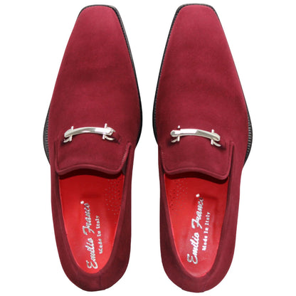 Francesco Burgundy Suede Leather Loafers | Emilio Franco Dress Loafers for Men
