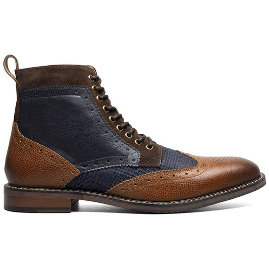 Finnegan Wingtip Lace Up Casual | Stacy Adams Casual Shoes in Cognac & Navy Multi for Men
