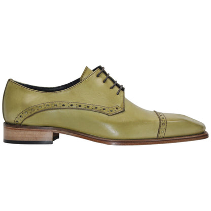 Duca Lombardi Men's Olive Calf-Skin Leather Oxfords Shoes