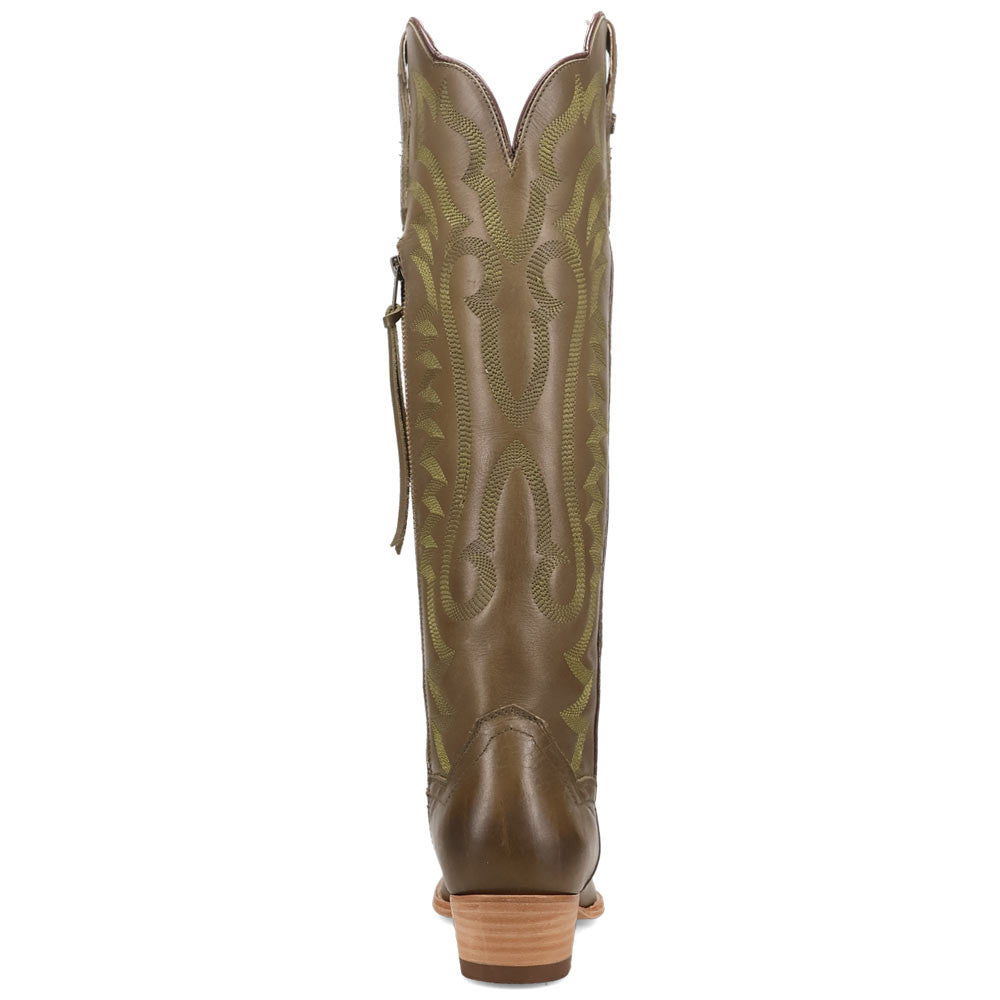Dan Post Heartland Olive Leather Snip Toe Zipper Western Cowgirl Boots