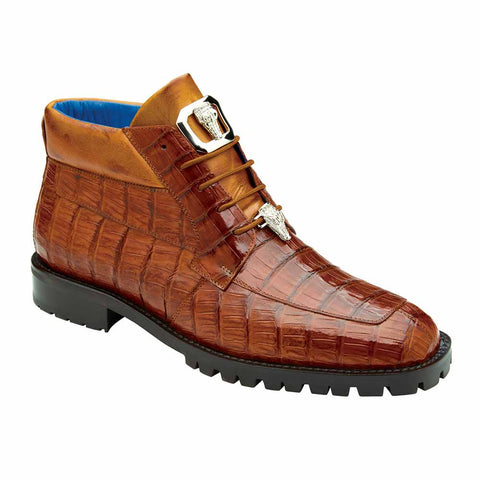 Belvedere Gallardo Genuine Caiman Crocodile Brown Boots For Men