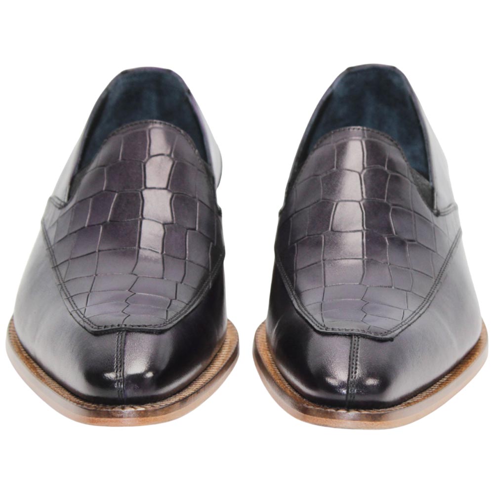 Duca Trento Men's Shoes - Purple Crocodile Print - Calf-Skin Leather Slip-On