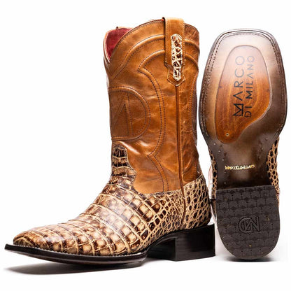 Tucson Genuine Caiman Belly Skin Stone Orix Cowboy Boot | Marco Di Milano Western Boots