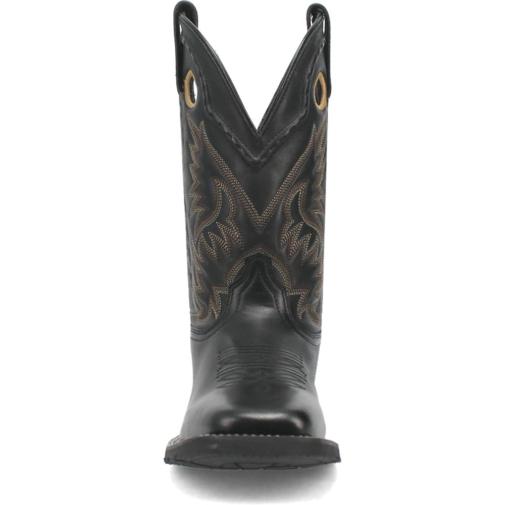 Laredo Kane Black Leather Broad Square Toe Western Cowboy Boots (USA Men Size)