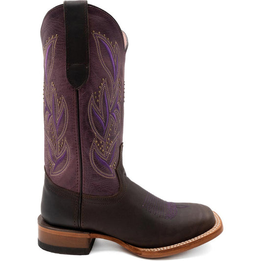 Ferrini Women’s Maggie Chocolate Square Toe Leather Cowboy Boots