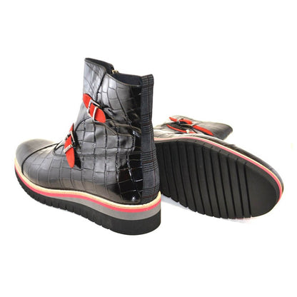 Corrente Black Crocodile Print Calfskin Leather Side Zipper Mens Boot - shoeclassix.com