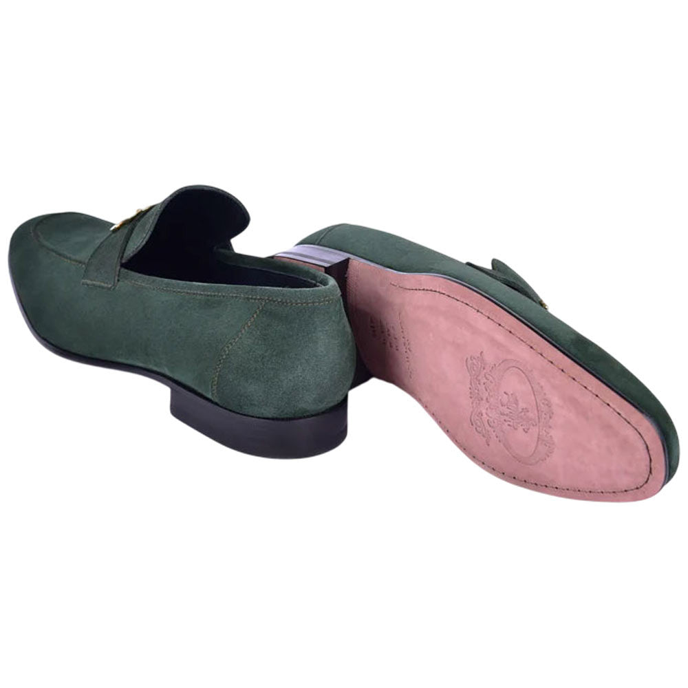 Corrente Green Suede Chic Leather Loafers for Men - shoeclassix.com