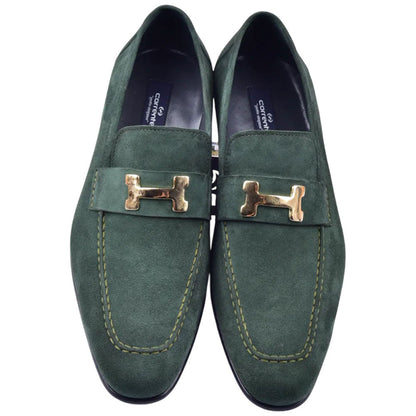 Corrente Green Suede Chic Leather Loafers for Men - shoeclassix.com
