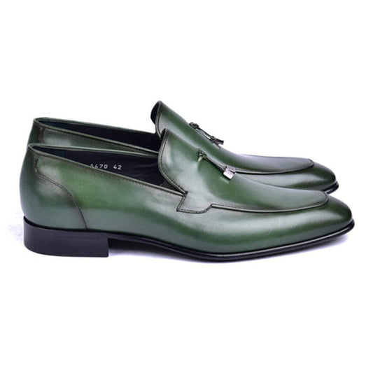Corrente Green Tasal Calfskin and Leather Sole Men's Loafer - shoeclassix.com