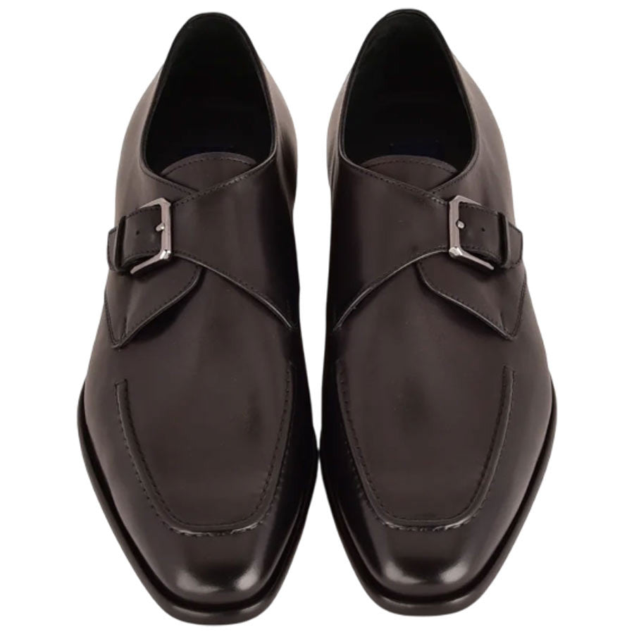 Corrente Men’s Black Monk Strap Cap Toe Premium Leather Shoes - shoeclassix.com