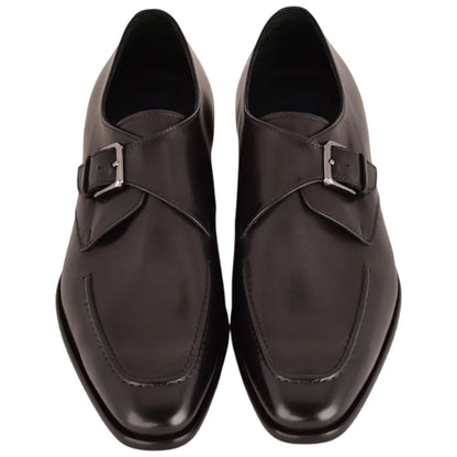 Corrente Men’s Black Monk Strap Cap Toe Premium Leather Shoes - shoeclassix.com