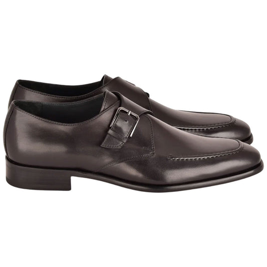 Corrente Men’s Black Monk Strap Cap Toe Premium Leather Shoes - shoeclassix.com