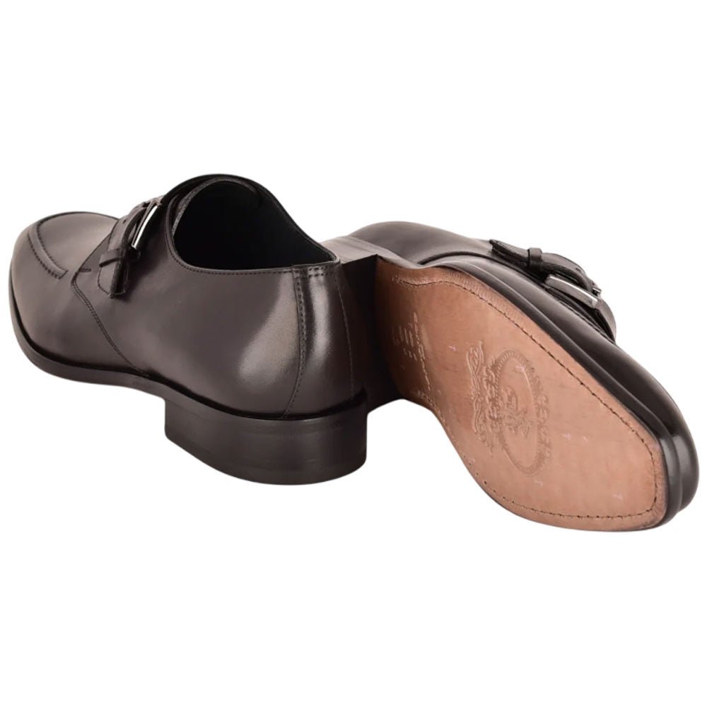 Corrente Men’s Black Monk Strap Cap Toe Premium Leather Shoes - shoeclassix.com