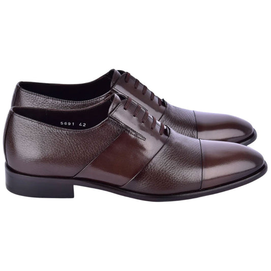 Corrente Men’s Brown Deer Skin Leather Tie - Less Cap Toe Slip - On Loafer - shoeclassix.com