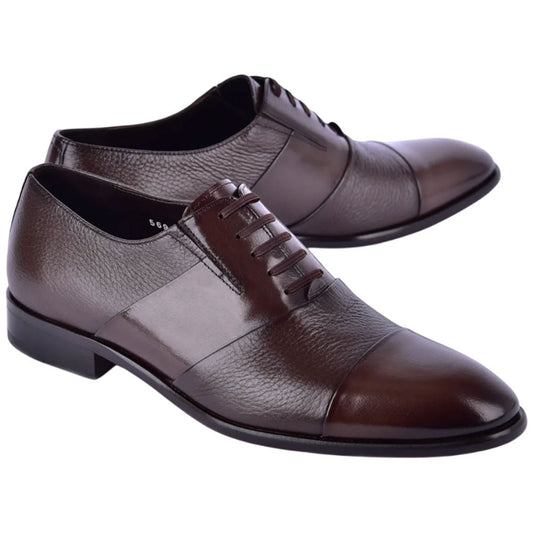 Corrente Men’s Brown Deer Skin Leather Tie - Less Cap Toe Slip - On Loafer - shoeclassix.com