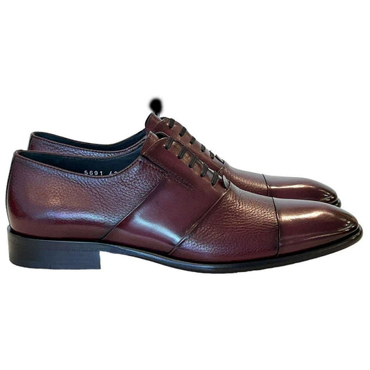 Corrente Men’s Burgundy Deer Skin Leather Tie - Less Cap Toe Slip - On Loafer - shoeclassix.com
