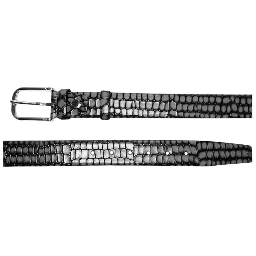 Corrente Men’s Croco Grey Embossed Italian Leather Belt with Adjustable Buckle - shoeclassix.com