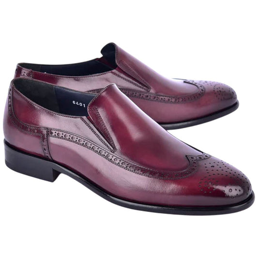 Corrente Men’s High Vamp Wingtip Burgundy Italian Calfskin Loafer - shoeclassix.com