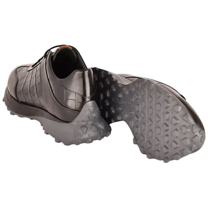 Corrente Men’s Low Top Black Zippo Leather Round Toe Fashion Sneaker - shoeclassix.com