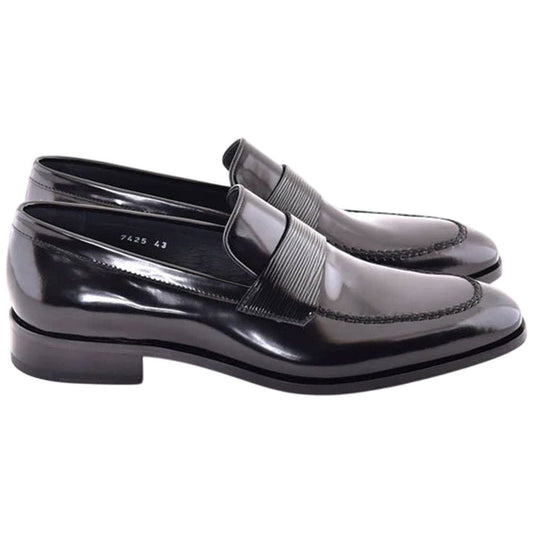 Corrente Men’s Luxe Leather Black Capt Toe Loafer - shoeclassix.com