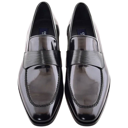 Corrente Men’s Luxe Leather Black Capt Toe Loafer - shoeclassix.com