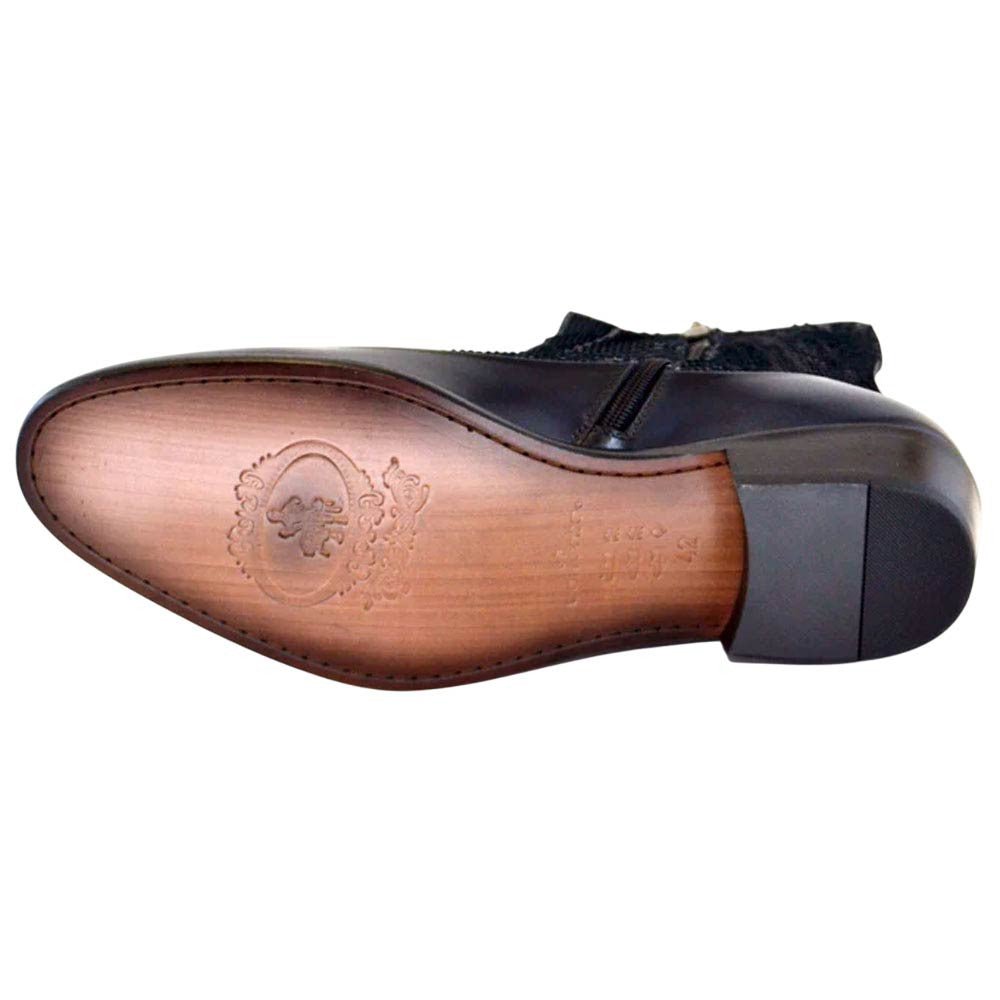 Corrente Men’s Navy Python Mid - Calf Pointed Toe Leather Boot - shoeclassix.com