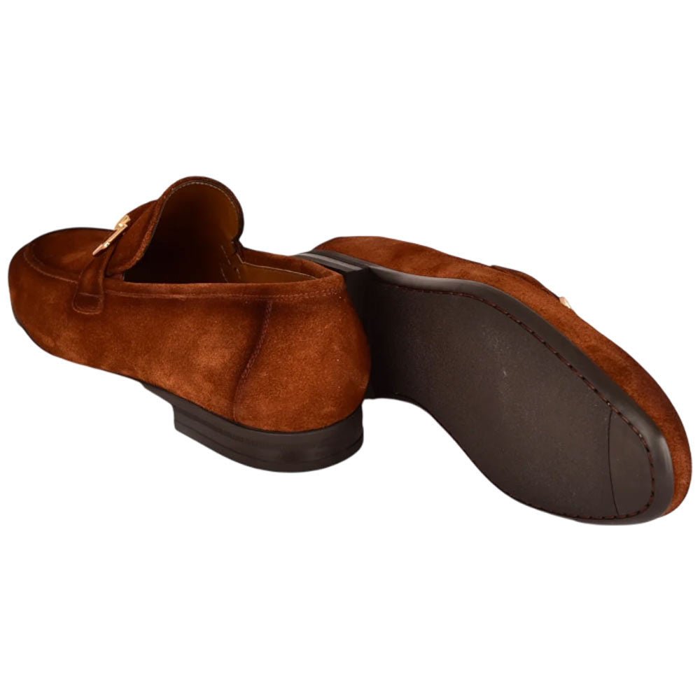 Corrente Men’s Tan Soft Suede Leather Buckle Round Toe Loafer - shoeclassix.com